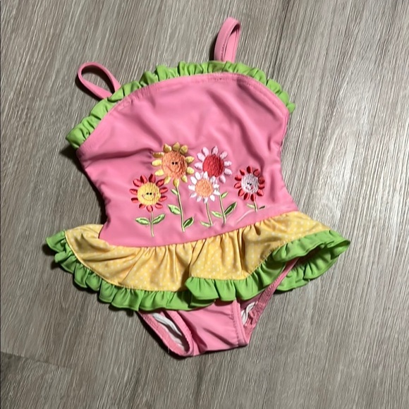 Pink Floral Ruffle Swimsuit - Picture 1 of 1